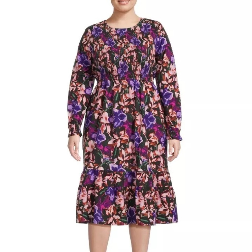 Terra & Sky Maxi Dress Plus Size 3X Floral Tiered Peasant Bohemian